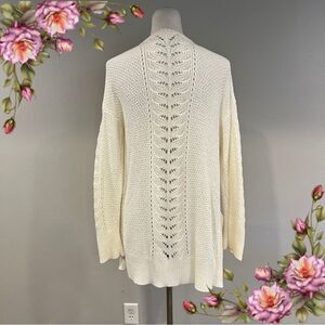 Pink Rose off white open knitted long cardigan size small‎